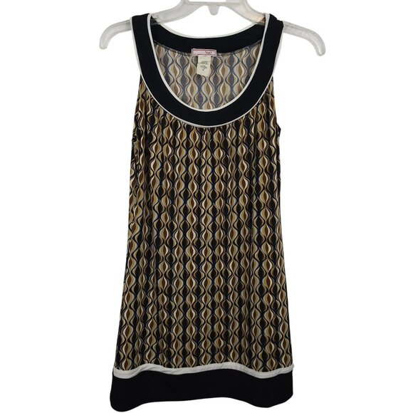Geometric Light Academia Babydoll Retro Swirl Gold Black Brown Tunic Top Vol.1 M - Picture 3 of 10